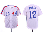 Montreal Expos #12 Tom Brady White Jersey