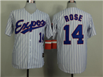 Montreal Expos #14 Pete Rose White Pinstripe Throwback Jersey