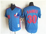 Montreal Expos #30 Tim Raines Blue Throwback Jersey