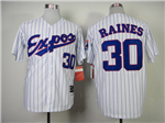 Montreal Expos #30 Tim Raines White Pinstripe Throwback Jersey