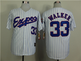 Montreal Expos #33 Larry Walker White Pinstripe Throwback Jersey