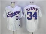 Montreal Expos #34 Bryce Harper White Pinstripe Throwback Jersey