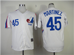 Montreal Expos #45 Pedro Martínez White Throwback Jersey