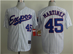 Montreal Expos #45 Pedro Martínez White Pinstripe Throwback Jersey