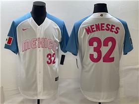 Mexico Baseball #32 Joey Meneses White/Baby Blue 2023 World Baseball Classic Jersey