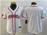 Mexico Baseball Youth White 2023 World Baseball Classic Jersey