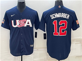 USA Baseball #12 Kyle Schwarber Navy 2023 World Baseball Classic Jersey