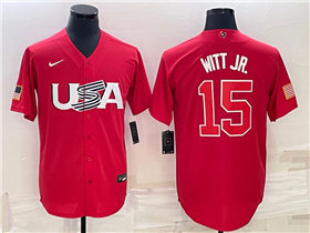 USA Baseball #15 Bobby Witt Jr. Red 2023 World Baseball Classic Jersey