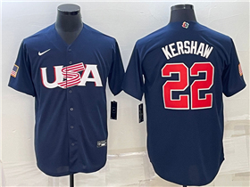 USA Baseball #22 Clayton Kershaw Navy 2023 World Baseball Classic Jersey