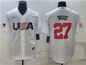 USA Baseball #27 Mike Trout White 2023 World Baseball Classic Jersey