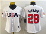 USA Baseball #28 Nolan Arenado Women's White 2023 World Baseball Classic Jersey