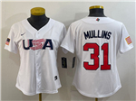 USA Baseball #31 Cedric Mullins Women's White 2023 World Baseball Classic Jersey