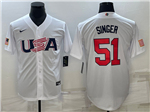 USA Baseball #51 Brady Singer White 2023 World Baseball Classic Jersey