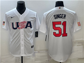 USA Baseball #51 Brady Singer White 2023 World Baseball Classic Jersey