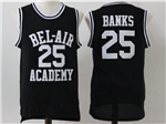 The Fresh Prince of Bel-Air Bel-Air Academy #25 Carlton Banks Black Movie Basketball Jersey