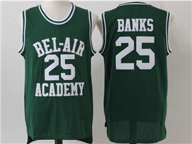 The Fresh Prince of Bel-Air Bel-Air Academy #25 Carlton Banks Green Movie Basketball Jersey