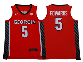 Georgia Bulldogs #5 Anthony Edwards Red College Basketball Jersey