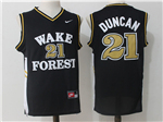 Wake Forest Demon Deacons #21 Tim Duncan Black College Basketball Jersey