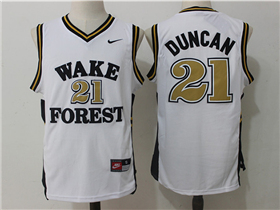 Wake Forest Demon Deacons #21 Tim Duncan White College Basketball Jersey