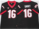 Georgia Bulldogs #16 Kirby Smart Black College Football Jersey