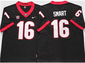 Georgia Bulldogs #16 Kirby Smart Black College Football Jersey