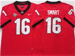 Georgia Bulldogs #16 Kirby Smart Red College Football Jersey