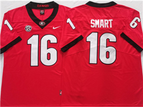 Georgia Bulldogs #16 Kirby Smart Red College Football Jersey