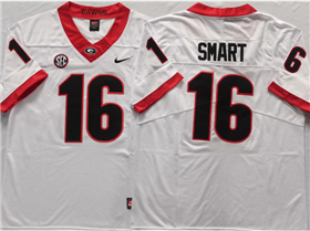 Georgia Bulldogs #16 Kirby Smart White College Football Jersey