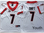 Georgia Bulldogs #7 D'Andre Swift Youth White College Football Jersey