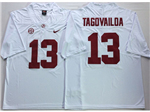 Alabama Crimson Tide #13 Tua Tagovailoa White College Football Jersey