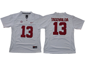 Alabama Crimson Tide #13 Tua Tagovailoa Women's White College Football Jersey