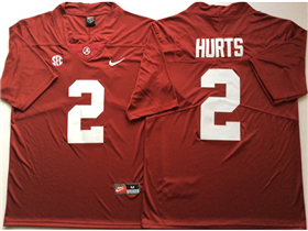 Alabama Crimson Tide #2 Jalen Hurts Red College Football Jersey