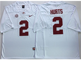 Alabama Crimson Tide #2 Jalen Hurts White College Football Jersey