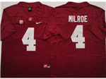 Alabama Crimson Tide #4 Jalen Milroe Red College Football Jersey