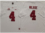 Alabama Crimson Tide #4 Jalen Milroe White College Football Jersey