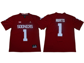 Oklahoma Sooners #1 Jalen Hurts Red College Football Jersey - TTE ...