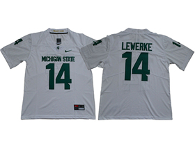 Michigan State Spartans #14 Brian Lewerke White College Football Jersey