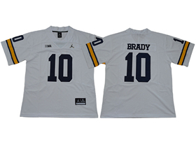 Michigan Wolverines #10 Tom Brady White College Football Jersey