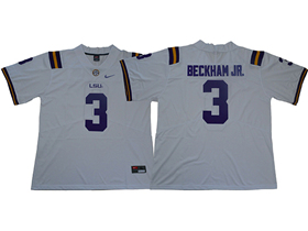 LSU Tigers #3 Odell Beckham Jr. White College Football Jersey