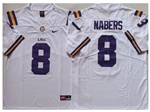 LSU Tigers #8 Malik Nabers White College Football Jersey