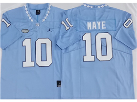 North Carolina Tar Heels #10 Drake Maye Light Blue College Football Jersey