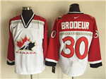 1998 Winter Olympics Team Canada #30 Martin Brodeur CCM Vintage White Hockey Jersey