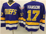 Slap Shot Charlestown Chiefs #17 Steve Hanson Blue Movie Hockey Jersey