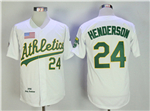 Oakland Athletics #24 Rickey Henderson 1990 White Throwback Jersey