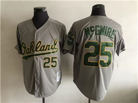 Oakland Athletics #25 Mark McGwire Throwback Gray Jersey