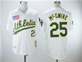 Oakland Athletics #25 Mark McGwire 1989 White Throwback Jersey