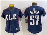 Cleveland Guardians #57 Shane Bieber Women's Navy 2024 City Connect Limited Jersey