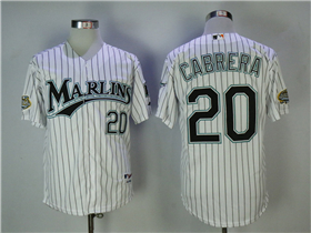 Florida Marlins #20 Miguel Cabrera White Pinstripe 2003 World Series Champions Jersey