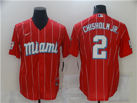 Miami Marlins #2 Jazz Chisholm Jr. Red 2021 City Connect Cool Base Jersey