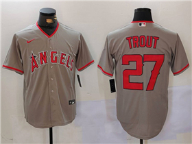 Los Angeles Angels #27 Mike Trout Gray Cool Base Jersey